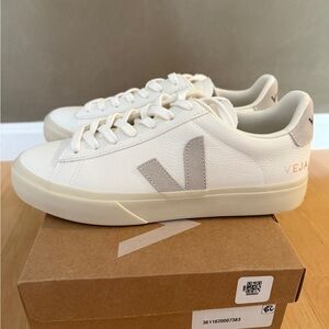 Veja Cream and Gray Casual Sneakers